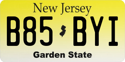 NJ license plate B85BYI