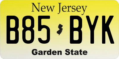 NJ license plate B85BYK