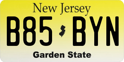 NJ license plate B85BYN