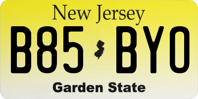 NJ license plate B85BYO