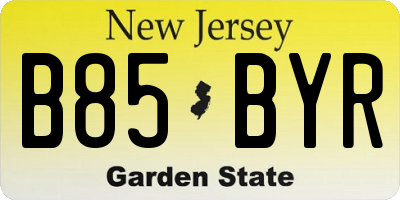 NJ license plate B85BYR