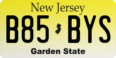 NJ license plate B85BYS