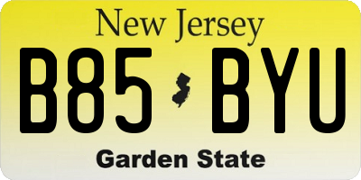 NJ license plate B85BYU