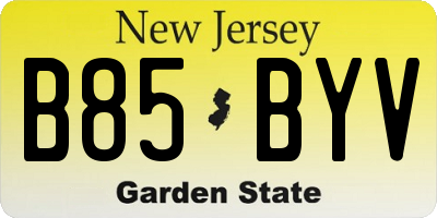 NJ license plate B85BYV