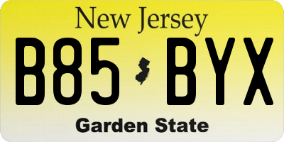 NJ license plate B85BYX