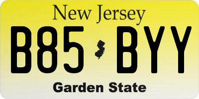 NJ license plate B85BYY