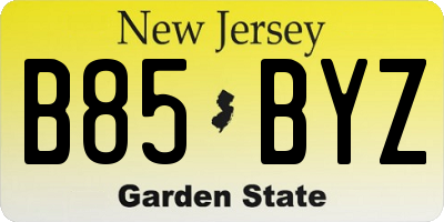 NJ license plate B85BYZ