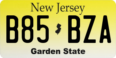 NJ license plate B85BZA