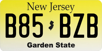 NJ license plate B85BZB