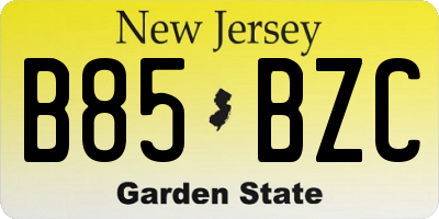 NJ license plate B85BZC