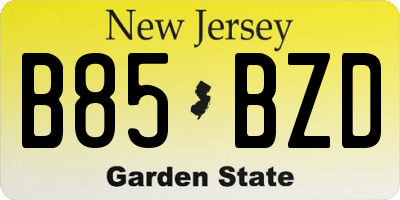NJ license plate B85BZD