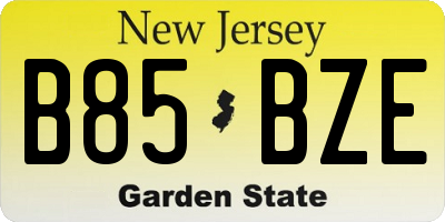 NJ license plate B85BZE