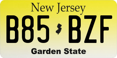 NJ license plate B85BZF