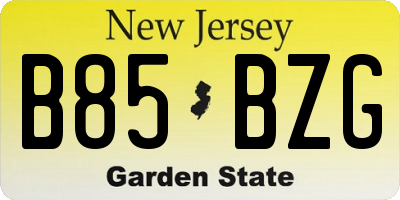 NJ license plate B85BZG