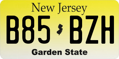 NJ license plate B85BZH