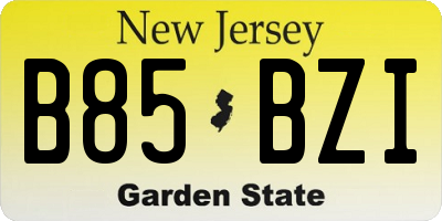 NJ license plate B85BZI