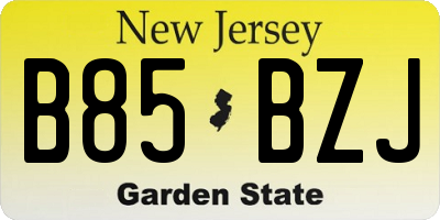 NJ license plate B85BZJ