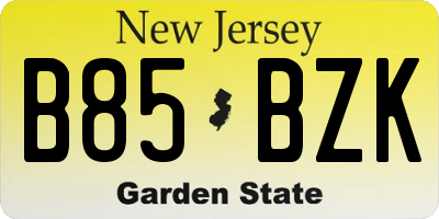 NJ license plate B85BZK