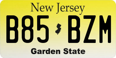 NJ license plate B85BZM