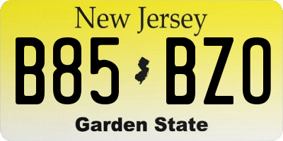 NJ license plate B85BZO