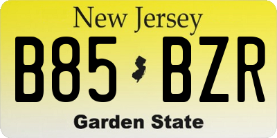 NJ license plate B85BZR