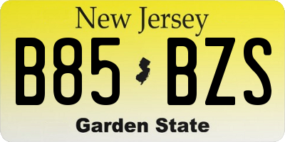 NJ license plate B85BZS