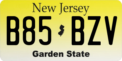 NJ license plate B85BZV