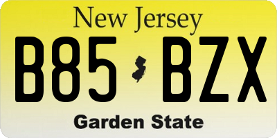 NJ license plate B85BZX