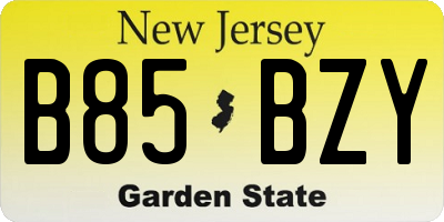 NJ license plate B85BZY