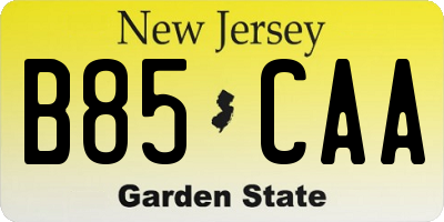 NJ license plate B85CAA