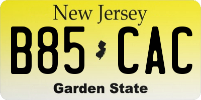 NJ license plate B85CAC