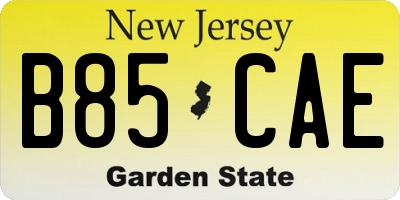 NJ license plate B85CAE
