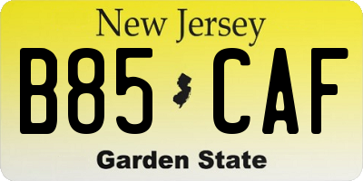 NJ license plate B85CAF