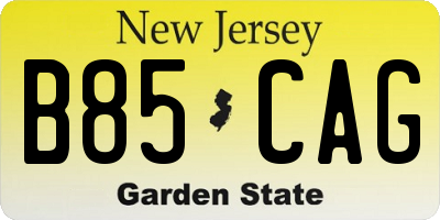 NJ license plate B85CAG