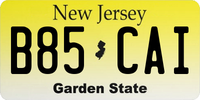 NJ license plate B85CAI