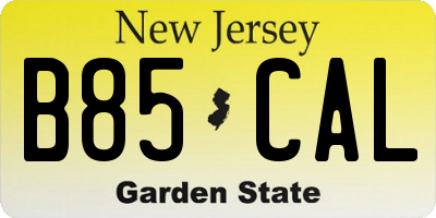 NJ license plate B85CAL
