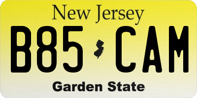 NJ license plate B85CAM