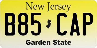 NJ license plate B85CAP