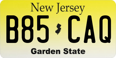 NJ license plate B85CAQ