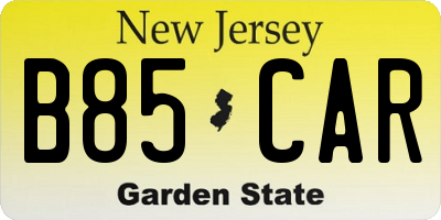 NJ license plate B85CAR
