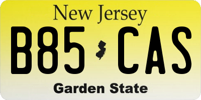 NJ license plate B85CAS