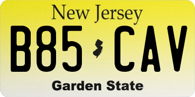 NJ license plate B85CAV