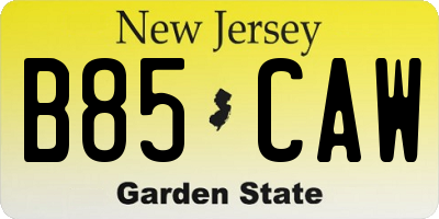 NJ license plate B85CAW