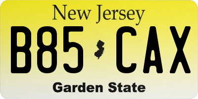 NJ license plate B85CAX