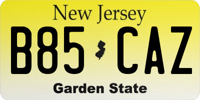 NJ license plate B85CAZ