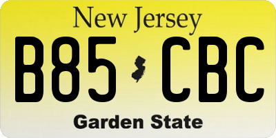 NJ license plate B85CBC