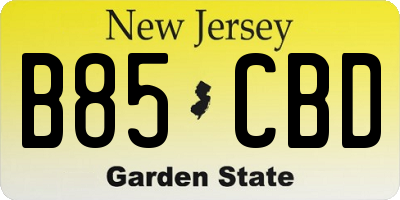NJ license plate B85CBD
