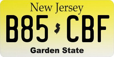 NJ license plate B85CBF