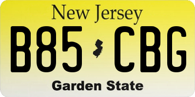 NJ license plate B85CBG