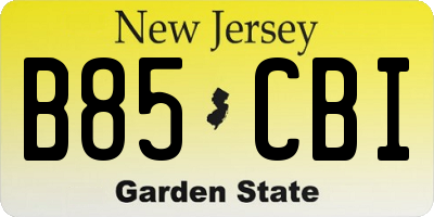 NJ license plate B85CBI